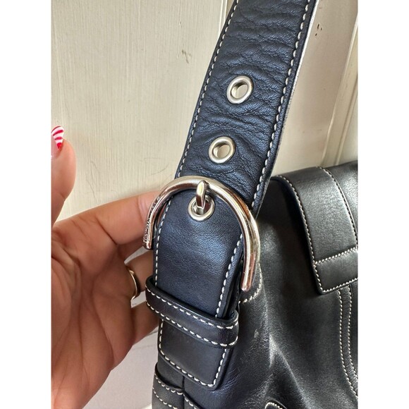 Vintage Y2K Coach 3653 Rare Black Leather Buckle Sufflette Soho Shoulder Bag - Picture 5 of 9